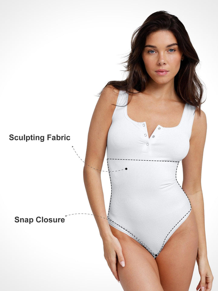 Nahtlose Modal Henley Tank Bodysuit shapewear