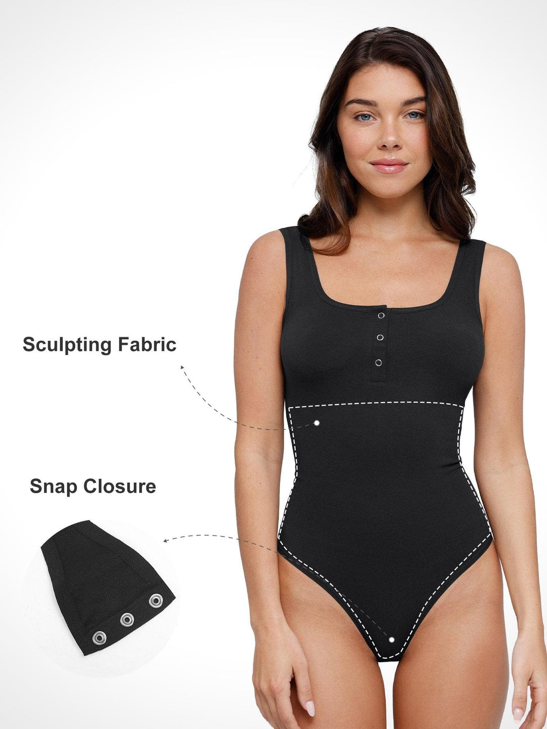 Nahtlose Modal Henley Tank Bodysuit shapewear