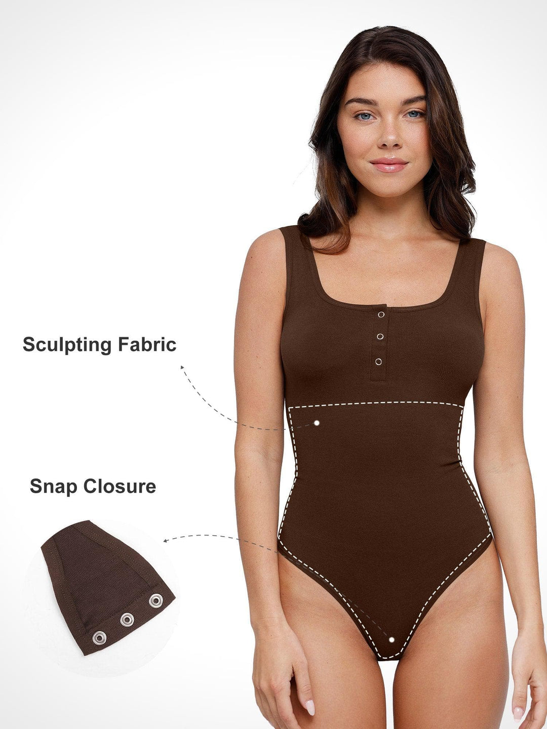 Nahtlose Modal Henley Tank Bodysuit shapewear