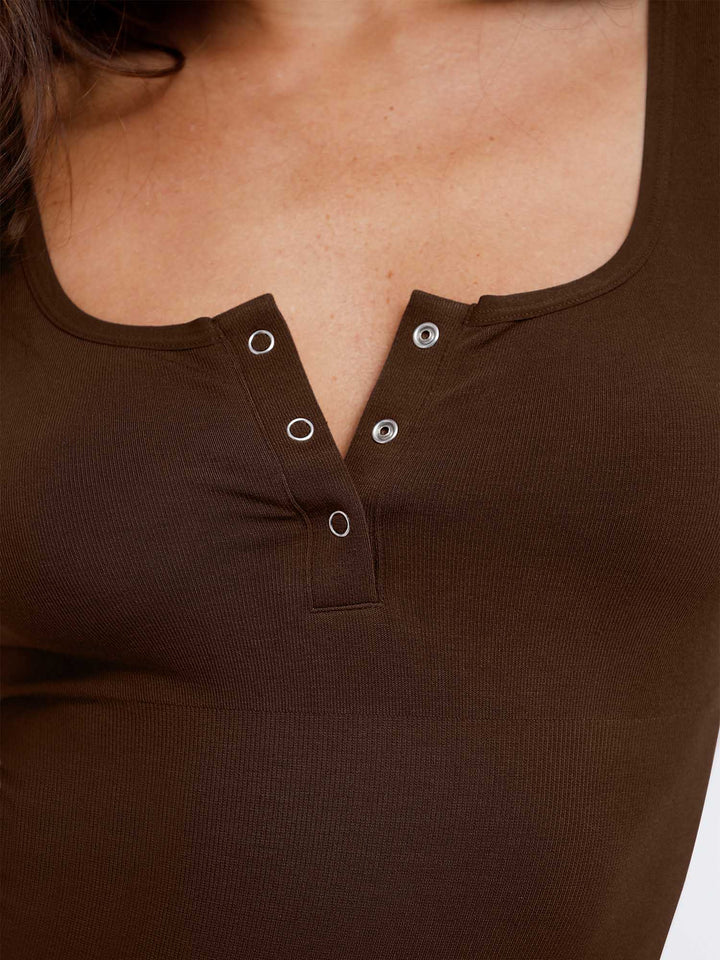Nahtlose Modal Henley Tank Bodysuit shapewear