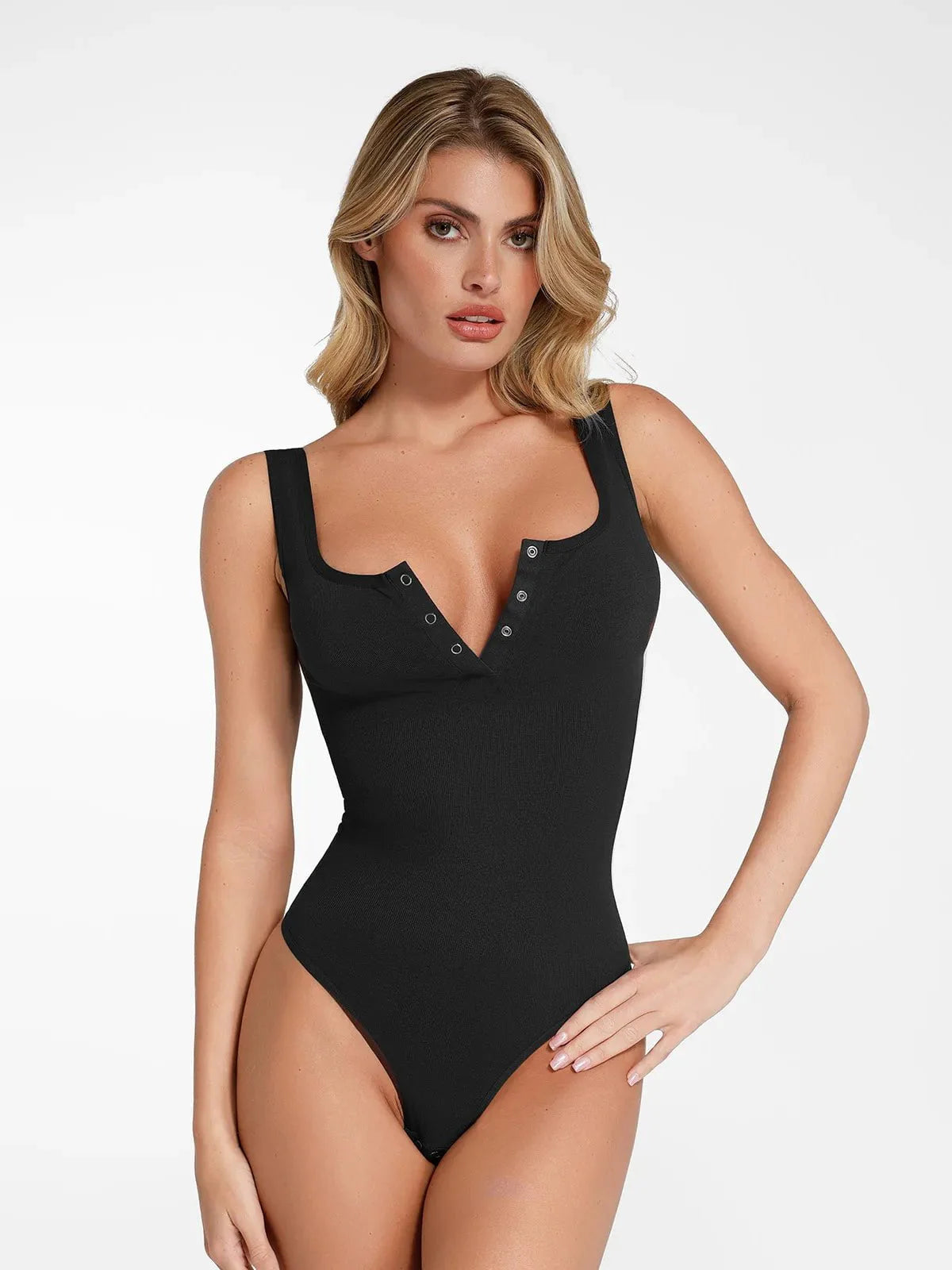 Nahtlose Modal Henley Tank Bodysuit shapewear