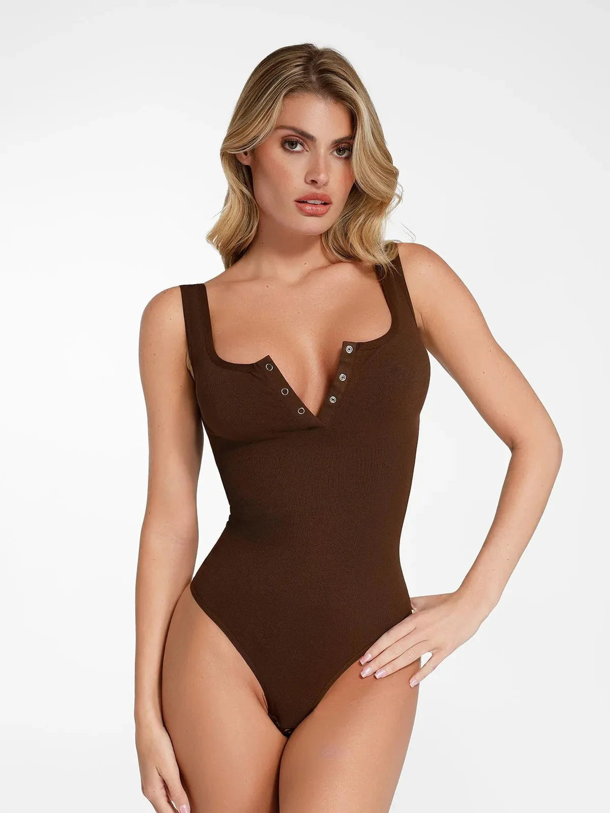 Nahtlose Modal Henley Tank Bodysuit shapewear