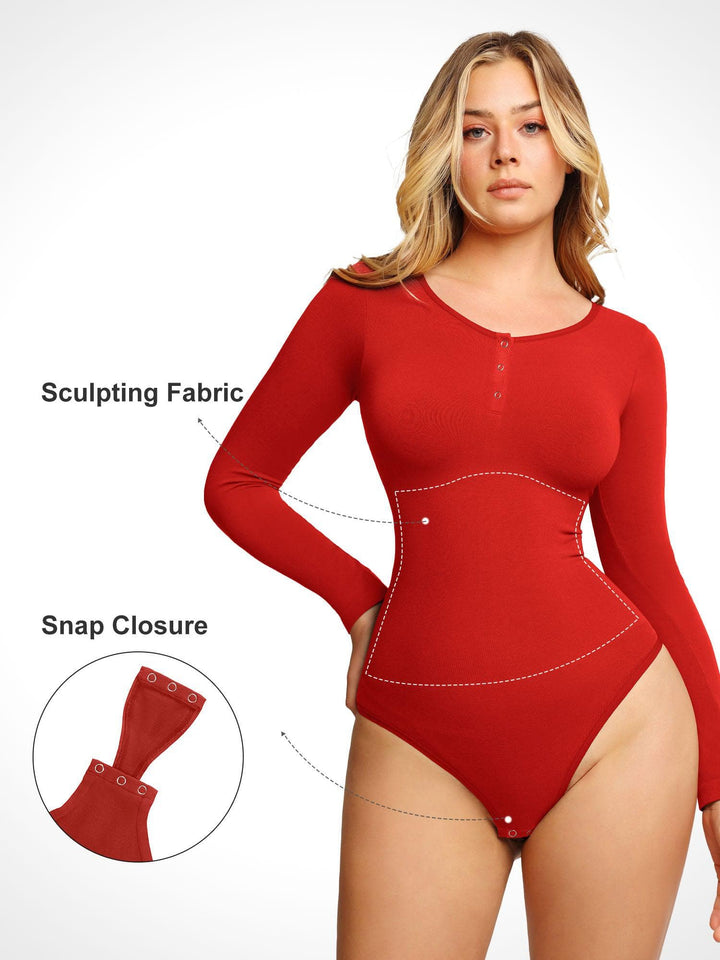 Formende nahtlose Modal Langarm Henley Body