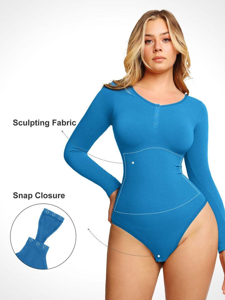 Formende nahtlose Modal Langarm Henley Body
