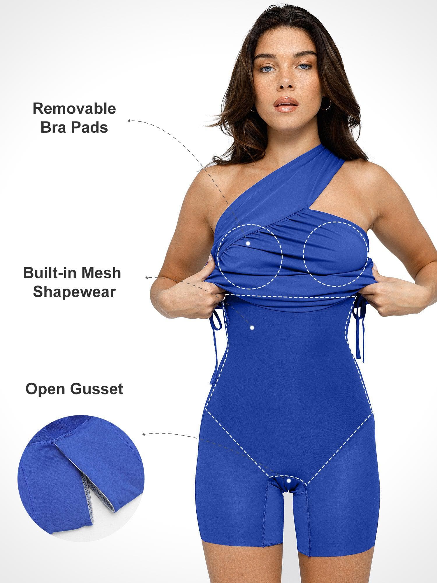 Bluetag kühlendes Shapewear Ein-Schulter Ruchlicher Bodycon-Kleid