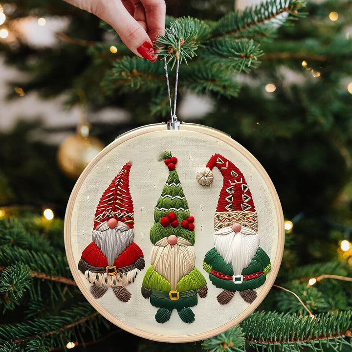 Weihnachts-Gnom-Stickerei-Set – Anfängertaugliches DIY-Weihnachtsdekoration und Baumornamente