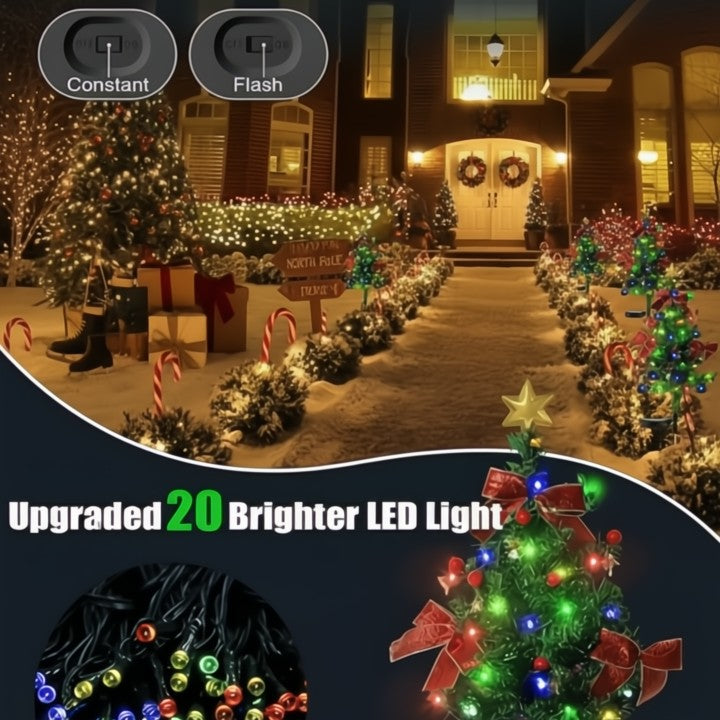 Solar-Mini-Weihnachtsbaum-Lichter — Ergänzende Wegbeleuchtung für die Feiertage, 2-teiliges Set