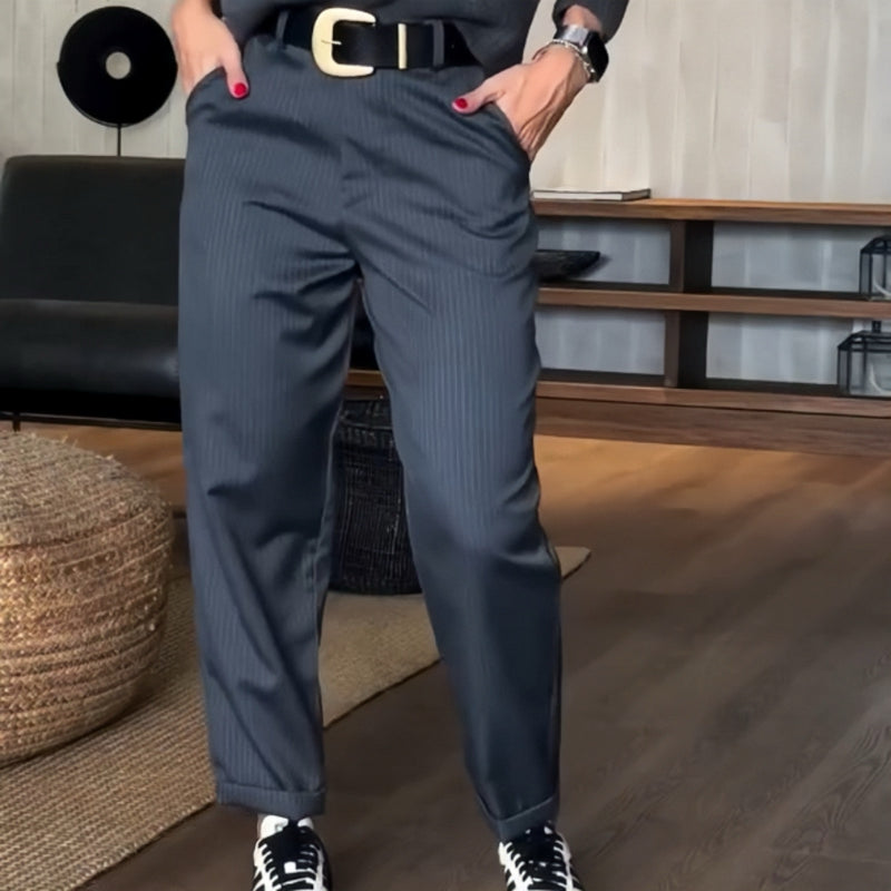 Damen Hochtaillierte Legere Gerade Blazer-Hosen