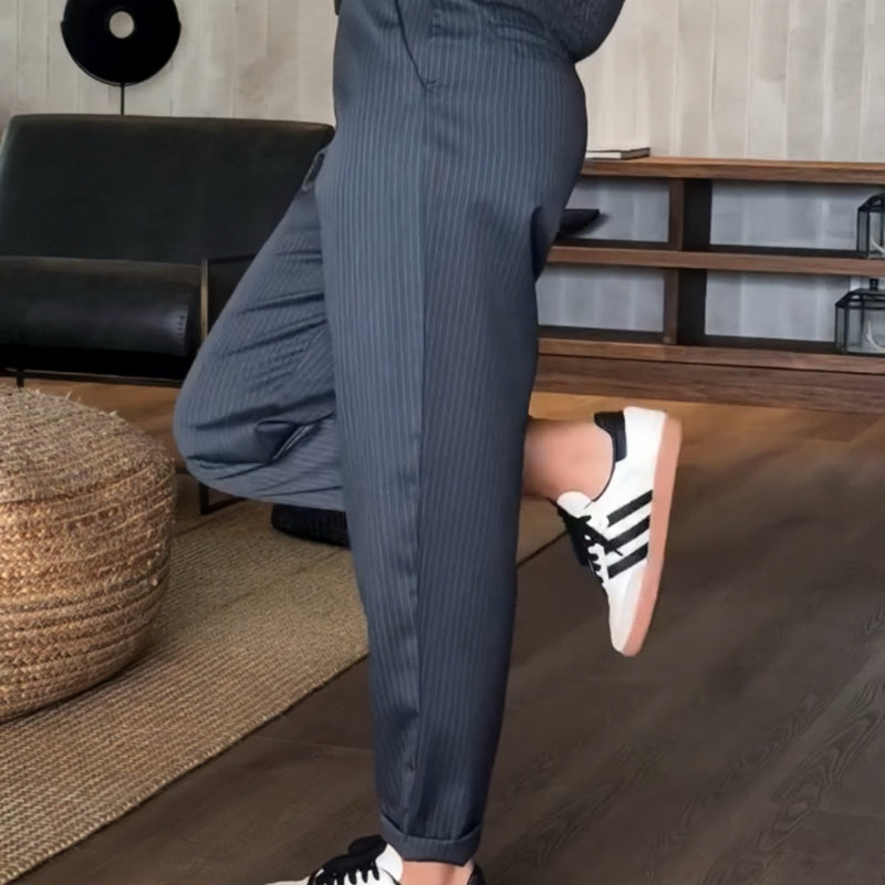 Damen Hochtaillierte Legere Gerade Blazer-Hosen
