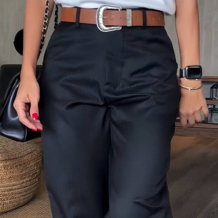 Damen Hochtaillierte Legere Gerade Blazer-Hosen