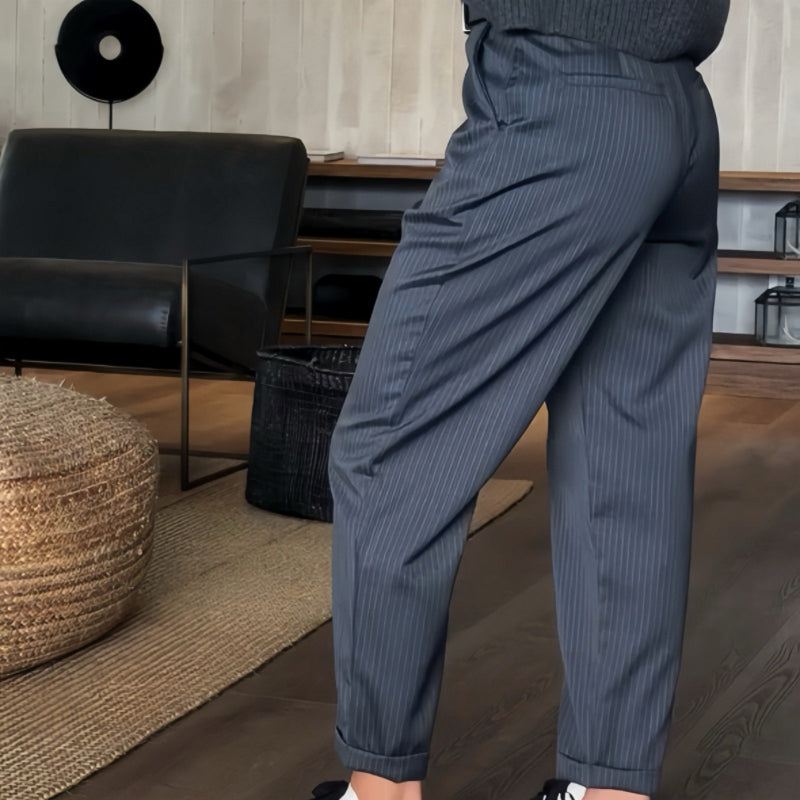 Damen Hochtaillierte Legere Gerade Blazer-Hosen