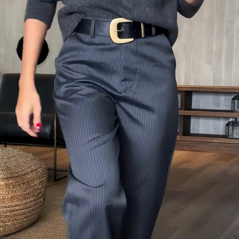 Damen Hochtaillierte Legere Gerade Blazer-Hosen