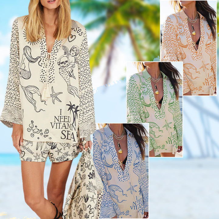Rochella™ – Satiniertes Set mit einzigartigem Print und Quasten-Details