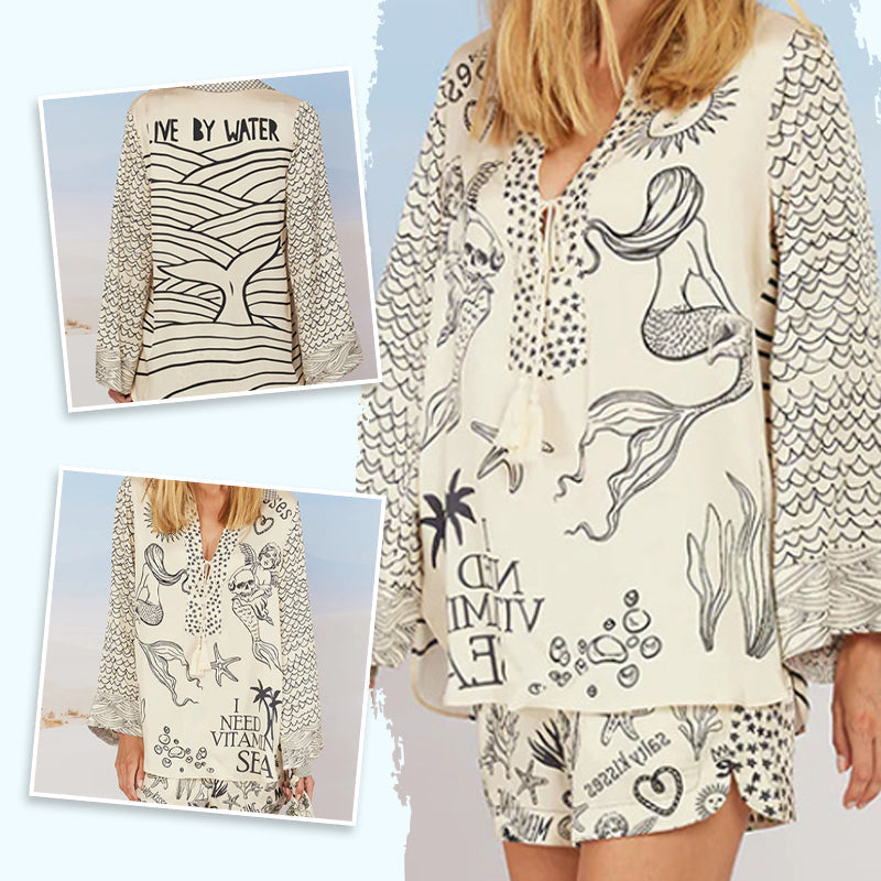 Rochella™ – Satiniertes Set mit einzigartigem Print und Quasten-Details