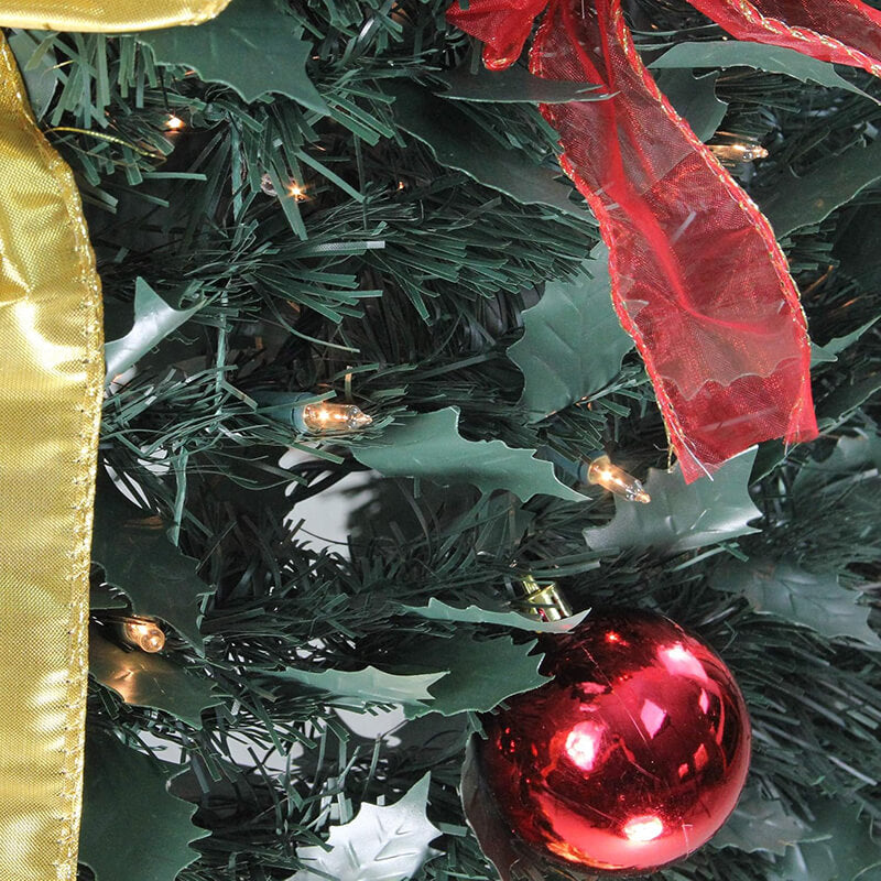 Faltbarer Weihnachtsbaum mit Dekorationen